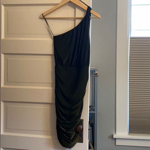 Green One Shoulder Dress - Picture 2 of 3